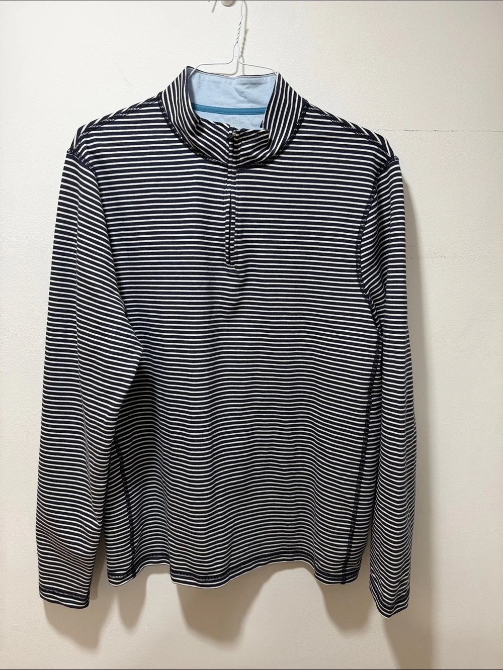 J Crew Performance Men’s Striped 1/4 Zip Sweater Size L Workout Casual Stretch